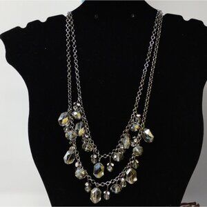 Simply Vera Wang Necklace Austrian Crystal Two Strand Bib Logo Adjustable Size